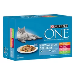 Castorama Aliment Pour Chat Stérilisé One Spécial Chat Stérilisé Effilés En Sauce :bœuf Poulet Saumon Dinde 8 X 85g